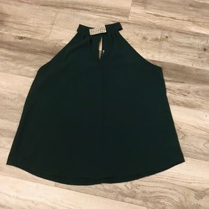 Deep Green Cold Shoulder Dressy Top
